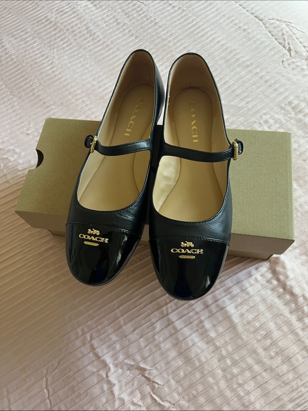 Coach Aubree Leather Mary Jane Flats - Picture 5 of 8